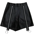 Custom high waist women black hot shorts Genuine leather biker shorts for women