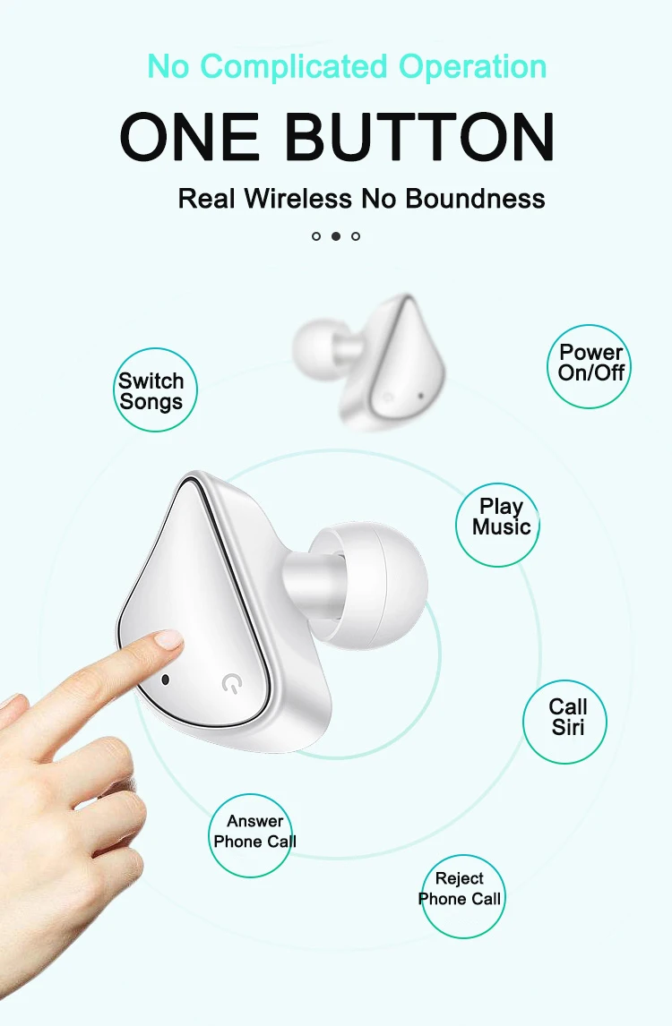 2019 Wireless Earbuds Rose Gold TWS True Wireless Two - ear Stereo Music Blue tooth 5.0 Earphone Headphone - ANKUX.COM