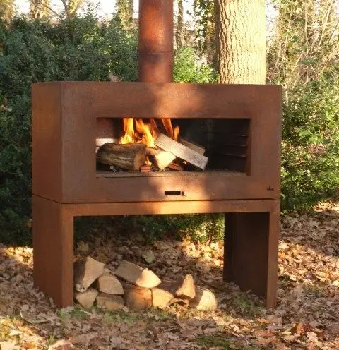 Corten Steel Outdoor Fire Pit With Chimney Buy Fire Pit With