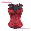 Red Double Buckle Straps 12 Boned Overbust Vintage Style Corset