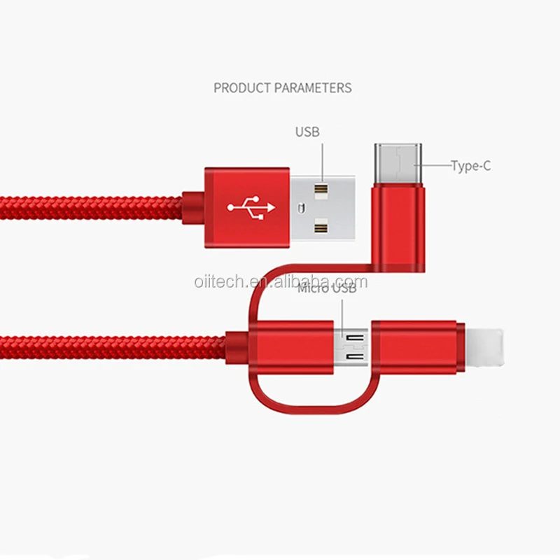 High quality nylon braided 3 in 1 multi usb data cables charging cable and sync data - ANKUX.COM