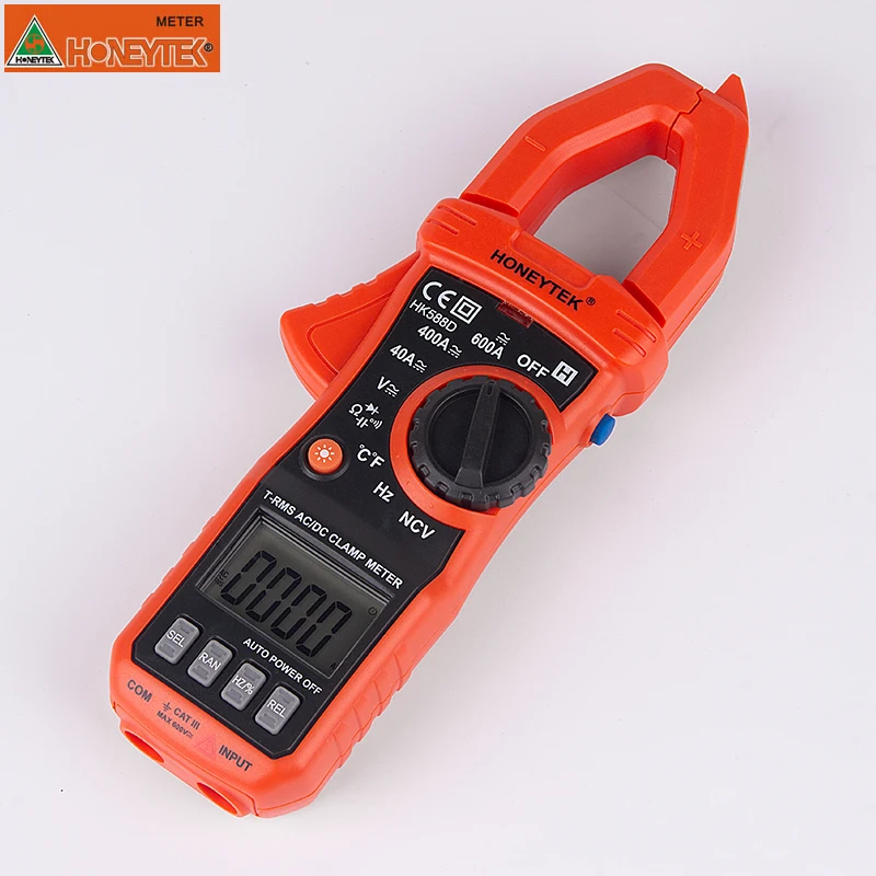 HK588D digital clamp multimeter multimetro display true RMS for accurate AC voltage current Overload protection temperature