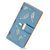New ladies wallet sweet ladies PU leather cross-section zipper women's long section hollow leaves wallet