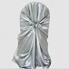 Wholesale silver white Black Self Tie satin hotel party banquet wedding lycra ruffled chair cover