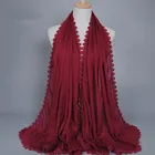 factory long plain cotton hijab scarf women with lace