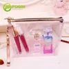 Hot sale holographic cosmetic packaging zipper bags with hanging hole for woman ladies