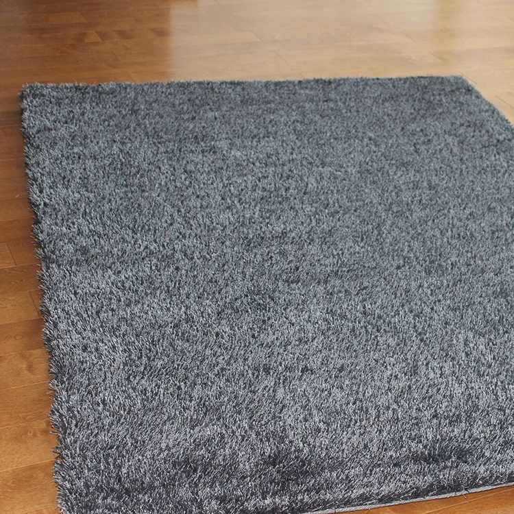 Plain black long pile shaggy carpet and rug for living room