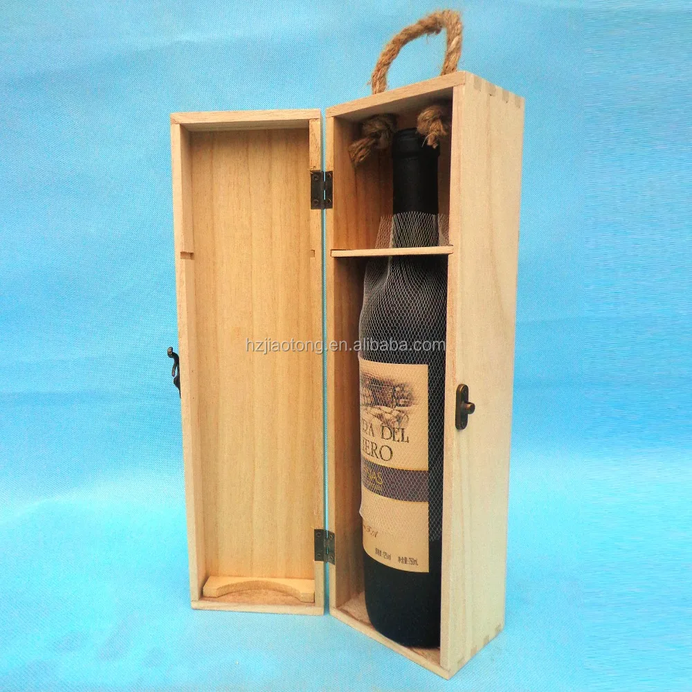 customized logo print wooden gift single bottle wine box