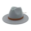 Wholesale Cheap Winter Fake Wool Panama Hat Wide Brim Fedora Hat with PU Leather