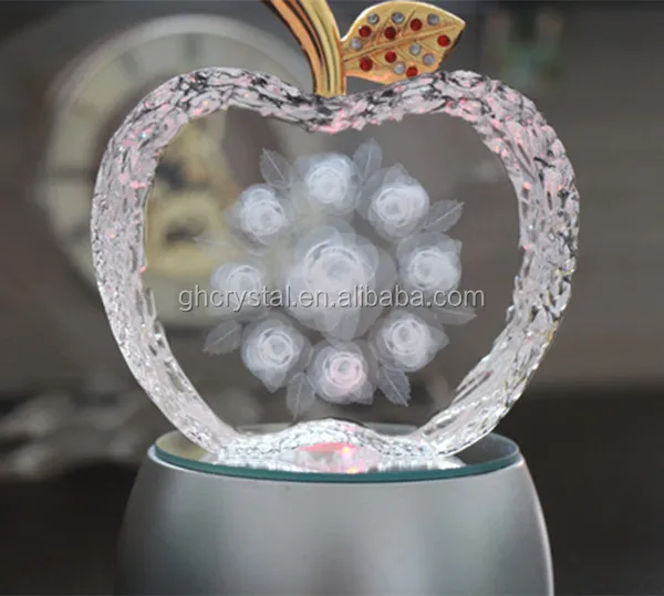 fashion crystal gift apple shape crystal memento wedding gift