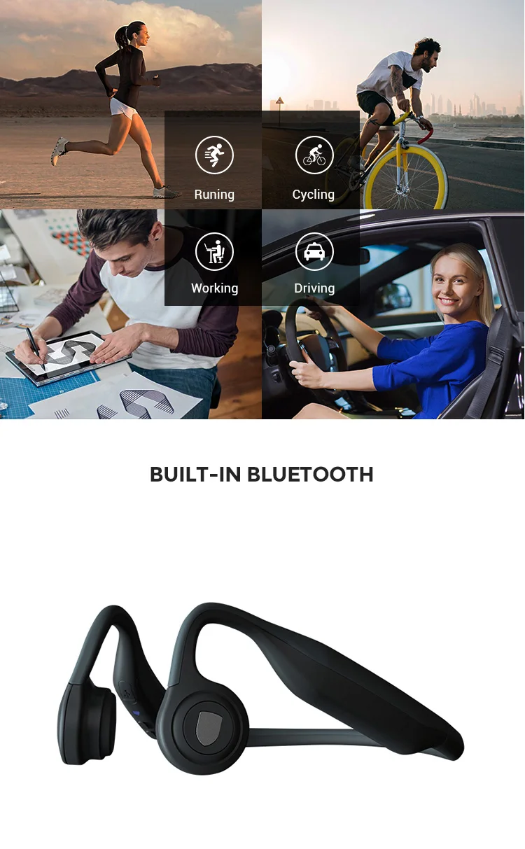 New Design Sports Fashion Fitness Stereo Wireless Headphone 4.2 Bone Conduction Music Headset - ANKUX.COM