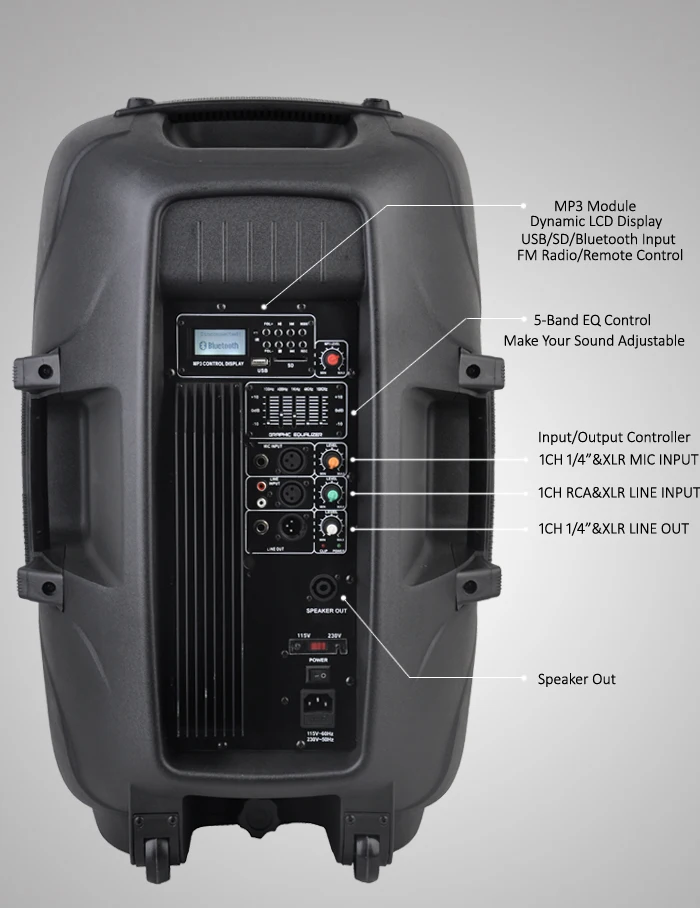 Professional Outdoor Audio Portable Amplified Speaker , Outdoor Speaker