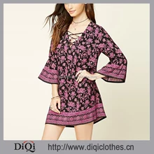 Street High Fashion Crochet Bell-sleeved Dress,Floral Print African Dresses For Women