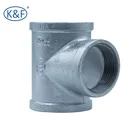 Hot dipped galvanized malleable iron pipe fittings tee FM approval for gas oil steam linked plastic