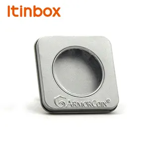 customized square gift coin tin box metal medal tin packaging