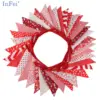 10M/32Ft Red Floral Fabric Flags Pennant Bunting Banner Garlands for Wedding, Birthday Party, Outdoor & Home Decoration