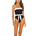 wholesale padded swimwear Adjustable Waist knot one piece bandeau