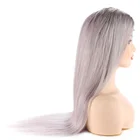 Wholesale remy virgin brazilian cuticle aligned indian grey straight full lace front human hair wig for extension