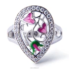 Party Ring Rings Joacii Newest 925 Silver China Jewelry Enamel Craft Cz Jewelry Ring With 18k Gold Plated