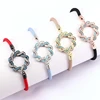 NewTrendy Women Bracelets , CZ Micro Pave Cubic Zircon Flower Connector Adjustable Charm Cotton Rope Bracelet