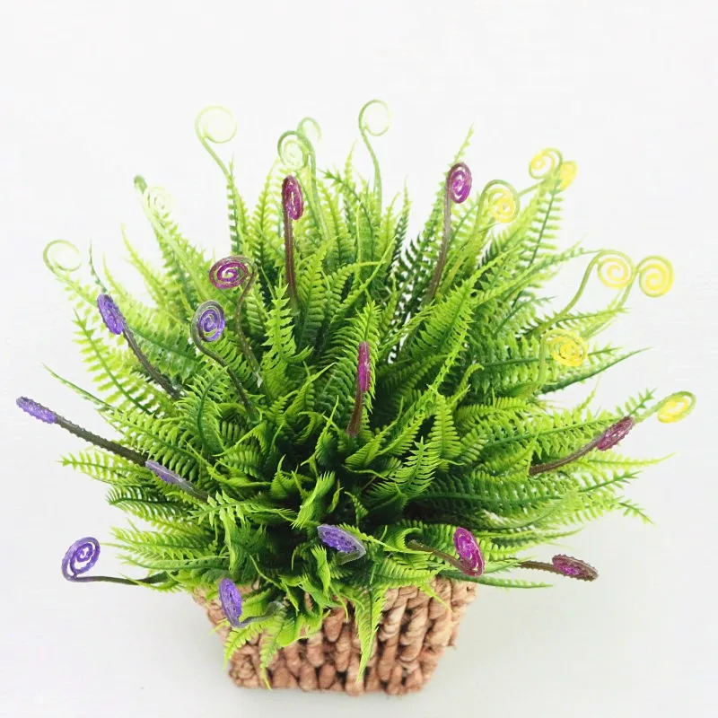 Flone Artificial Plastic Fern Grass Green Leaf Branch Simulation Flower Decorative For Wedding Party Room Decoration Art (5)