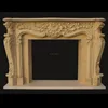 customized yellow marble french style fireplace mantle sculpture