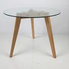 HY16315 luxury fancy small round modern teapoy glass side table design glass sofa table