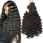 Wholesale Raw Cuticle Aligned Virgin Deep Wave Hair Bundles , Natural Remy Virgin Raw Indian Temple Hair Vendor