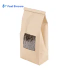 Kraft Paper Flat Bottom Transparent Zipper Food Packaging Pouch Bag