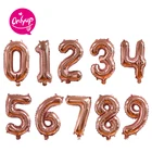 16" Rose gold number party decoration inflating foil balloons for baby girls and boys shower /kids birthday party