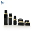 Empty Black Acrylic Square Bottles and Jars for Cosmetic Use