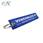 Promotion fashion cheap custom embroidery fabric woven keychain