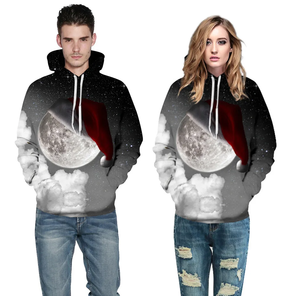 European Christmas 3d Printing Sweatshirt Men/women Hoodies With Hat Winter Casual Loose Long Sleeve Pullover Outwear QYDM151
