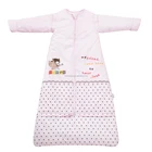 Children's 100% cotton baby sleeping bag detachable sleeve and detachable cotton fillings quilt for four seasons pink color