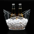 4L clear boat shape plastic double handle Champagne beer Ice Buckets Wine bottle Cooler printing customer logo