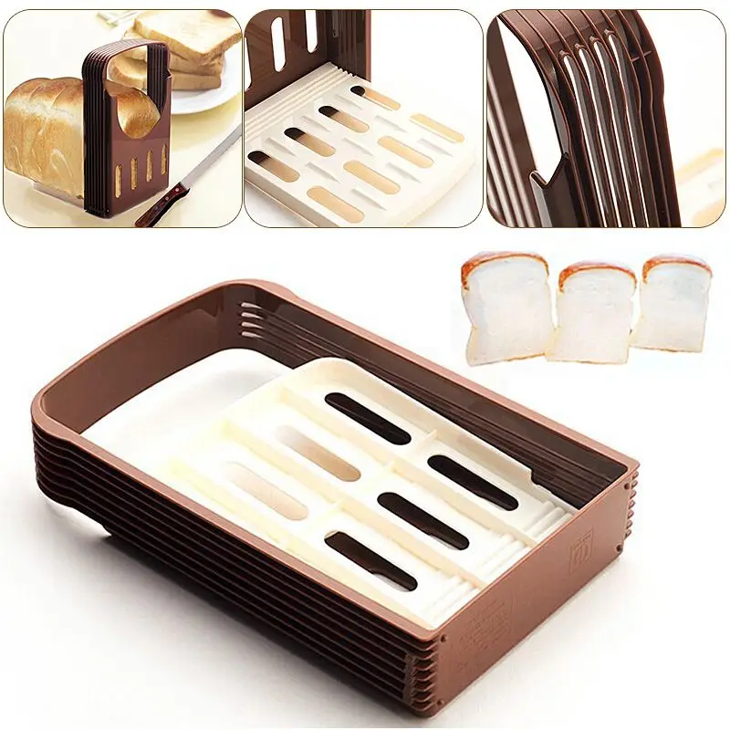 2017 New EU Design ABS+Plastic Foldable cozinha Bread Slicer for Bread/ loaf/ toast Cutting-cuts Even Slices Free Shipping