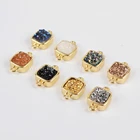 ZG0140 China Wholesale square druzy druzy connector Natural druzy charms pendants