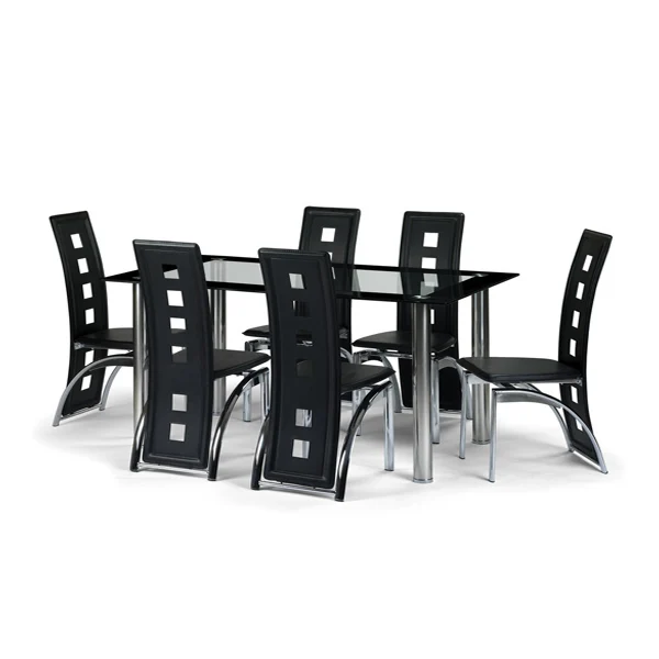 Dining room promotion,glass dining set and PU leather chair