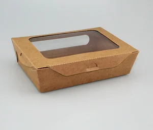 kraft paper salad packaging box with window