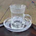 Middle East 2 oz Small Handle Tea Glass Cup Set with Saucer