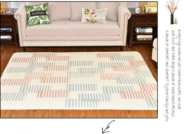 washable moroccan style tapis nordic geometric pattern hand tying cotton printed rug mat