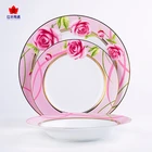 ceramic red rose elegant decorative 10" gold rim wedding charger plates wholesale