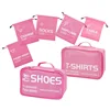 Toprank Simple Portable 7pcs Packing Clothes Underwear Cubes Shoes Travel Luggage Organizer Bag Set Sky Travel Storage Bag