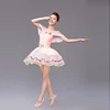 pink little girls ballet tutu skirt flower dance wear green ribbon stage performance dress