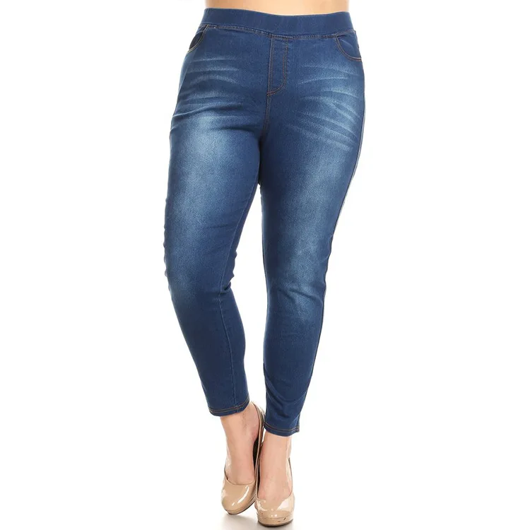 Cheap Price China Supplier Skinny Denim Plus Size Jeans for Fat Womens