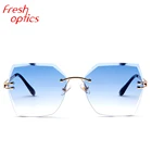 2019 Factory price colorful PC sun glasses cheap promotional ocean lens frame rimless sunglasses