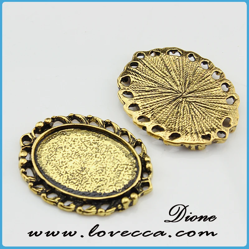 Antique brass color settings cameo base ,fashion alloy pendant setting,pendant trays and setting