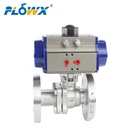 All-size 2pc Flange Pneumatic actuated air cylinder Stainless Steel Flanged Ball Valves