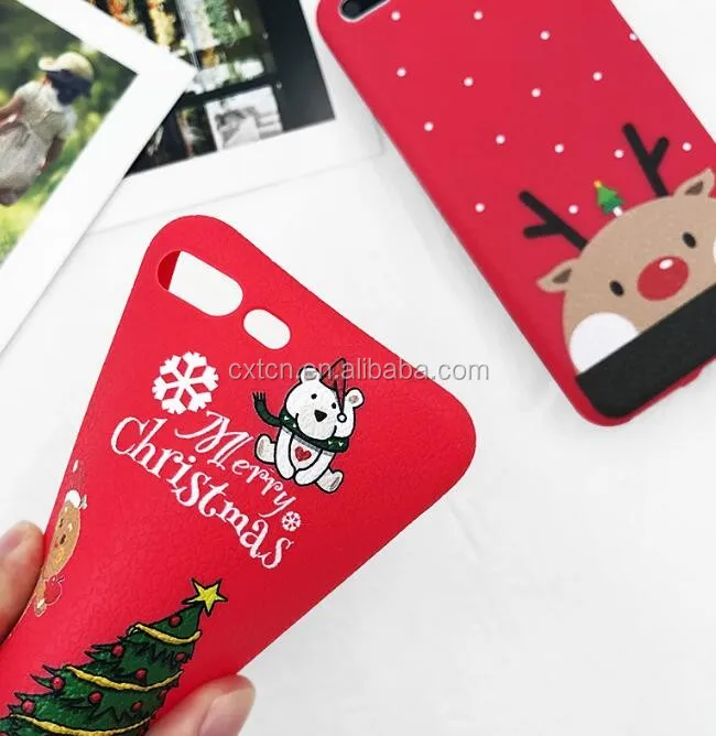 xr xs max x 6 6s 7 8 plus red santa claus merry christmas tree