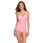 Fashion sexy beach wear pink one piece side cross bandage women swimwear